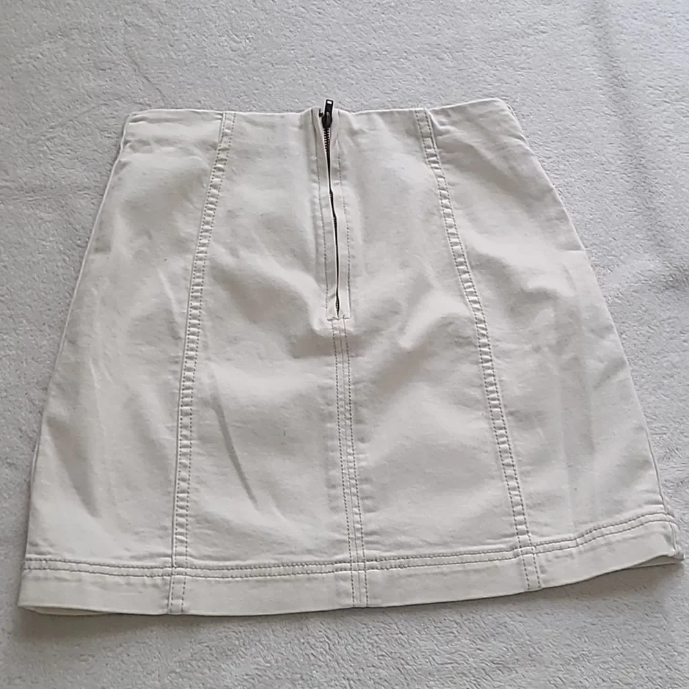 Free People Modern Femme Denim Mini Skirt White 6 Stretchy Romantic Feminine